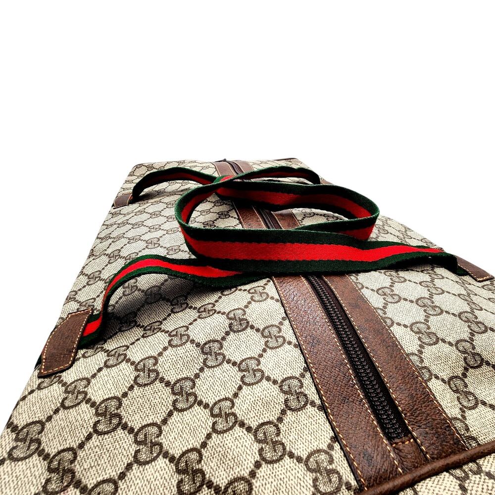 GUCCI GG SUPREME Canvas/Brown Leather Trim Folding Travel Carry VINTAGE - Picture 7 of 13
